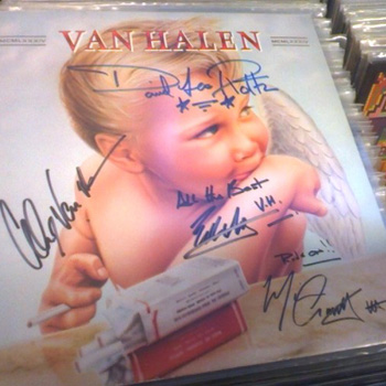Signed Van Halen LP at record store